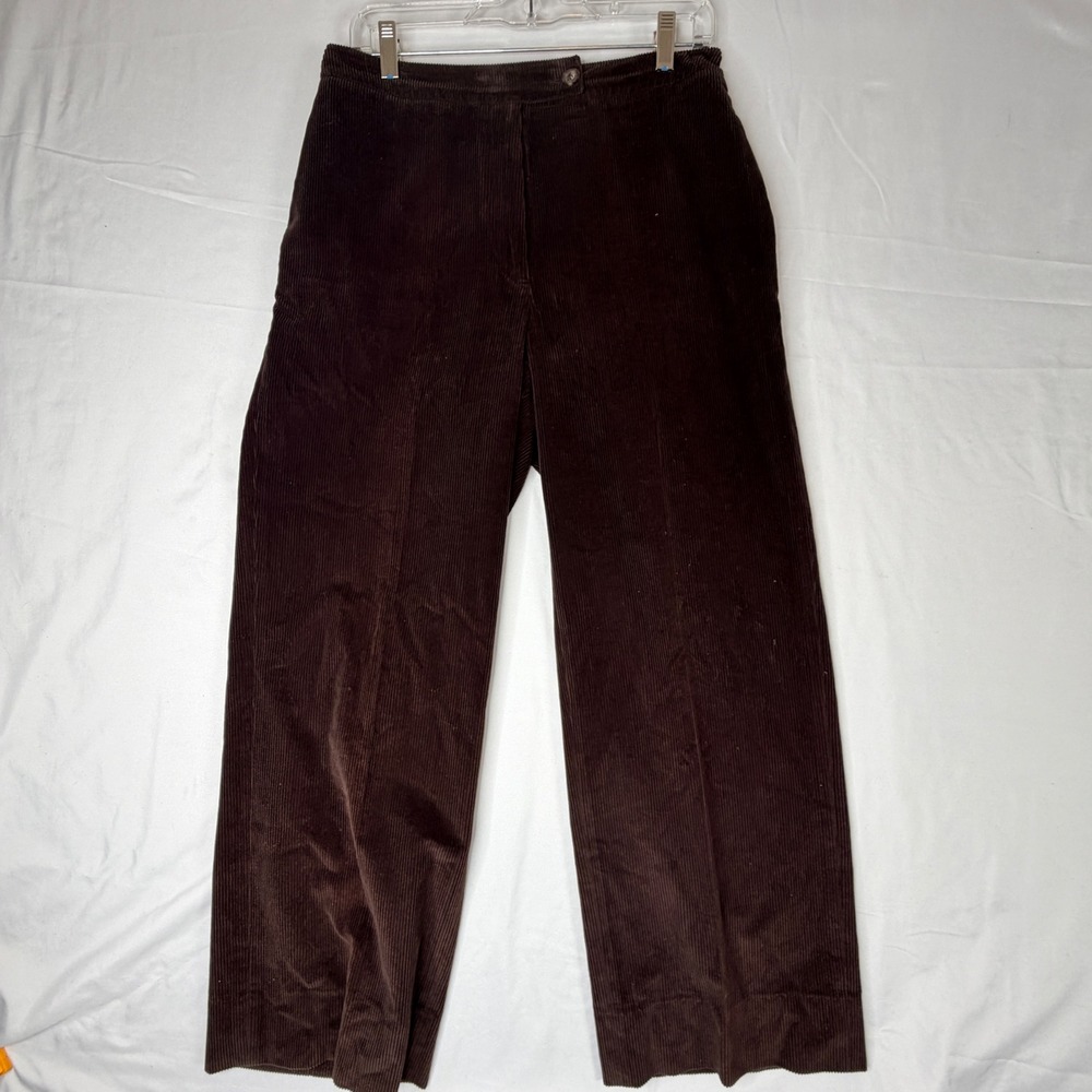F. by Faconnable Brown Cotton Cashmere Corduroy Wide Leg Pants Italy Womens 10